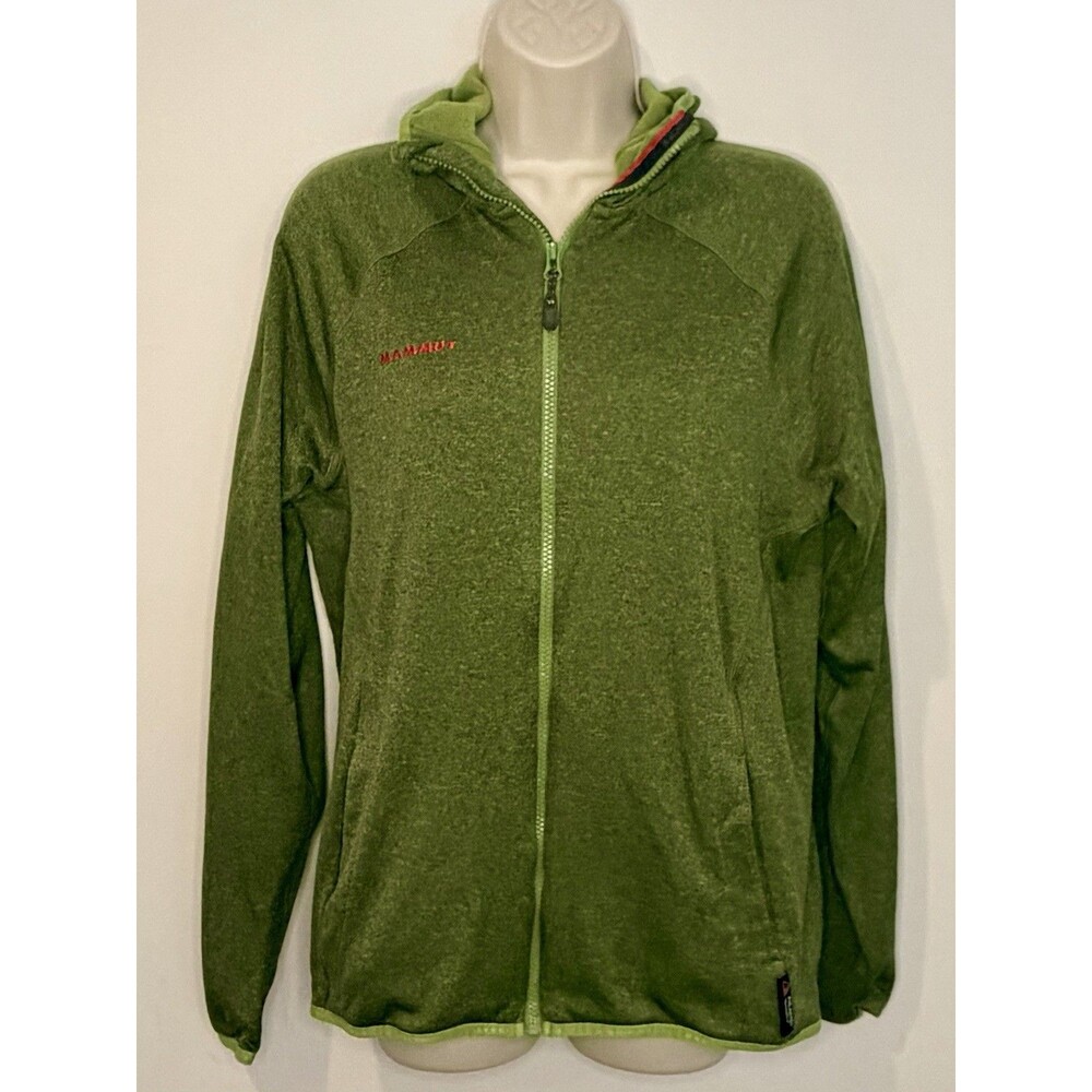 Mammut Full Zip Fleece Lined Green Hoodie Jacket Size L Large EUC!! - Picture 2 of 8